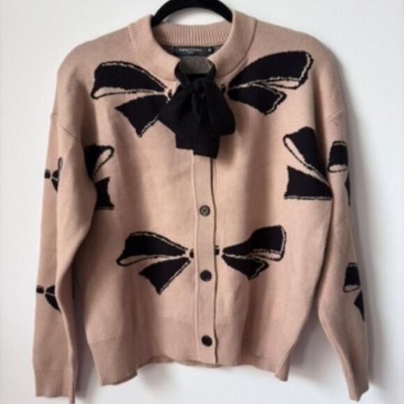 Bloomingdales Nancy Yang Bow Print Cardigan - Picture 1 of 3